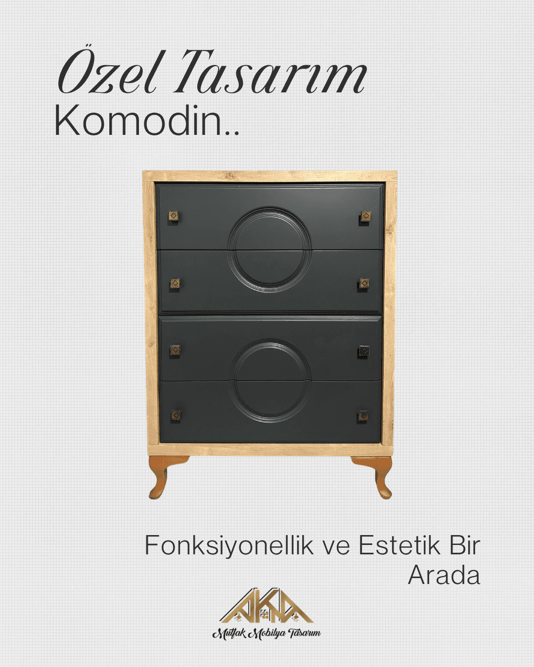 Özel Tasarım Komodin (Siyah/Ahşap)
